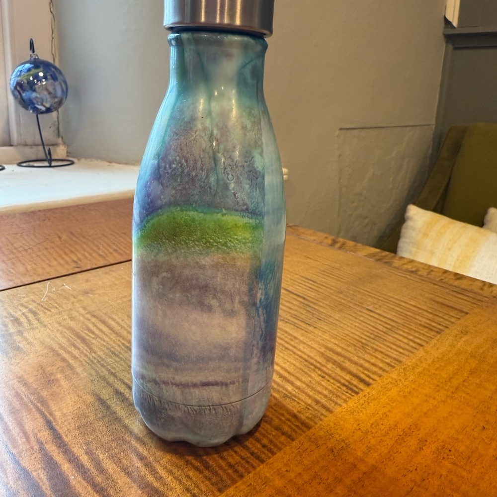 Blue and Green Swirl Glass Bottle